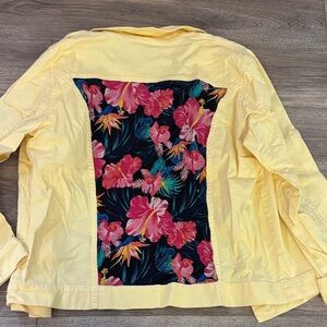JM Collection Light Yellow Jacket with custom floral back